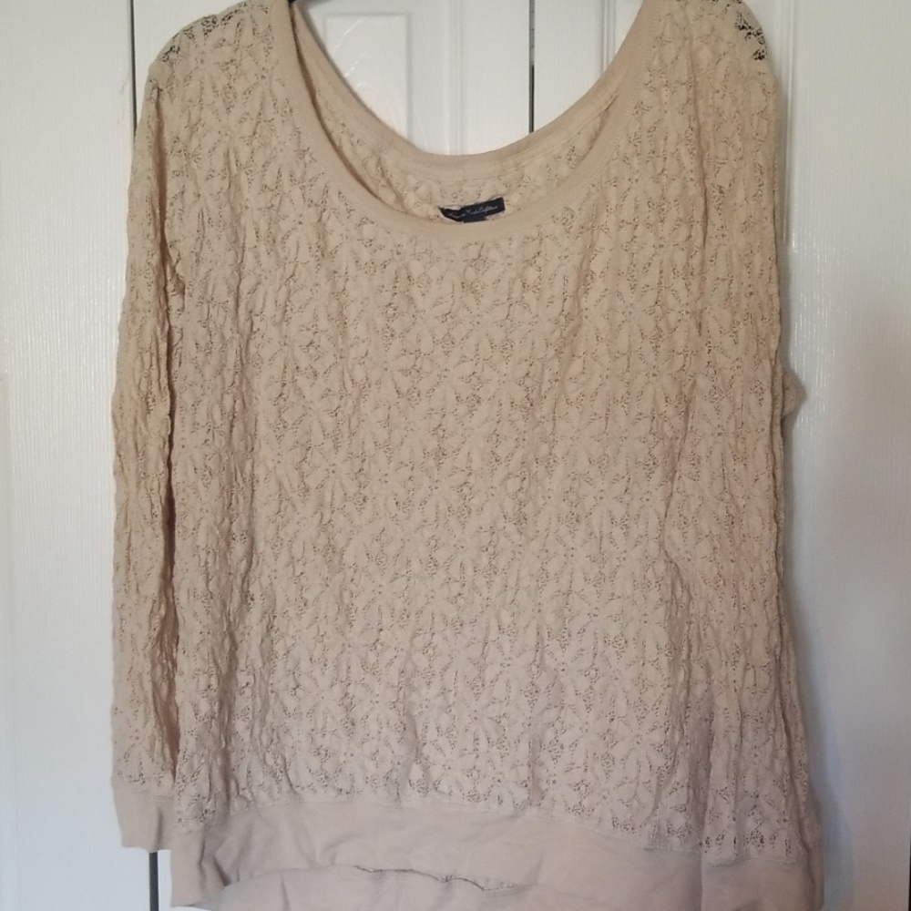 Cream lace long sleeve shirt